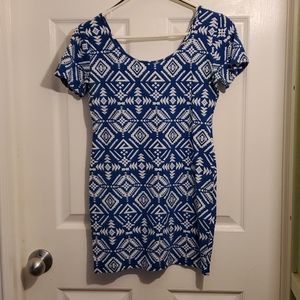 Blue and white dress